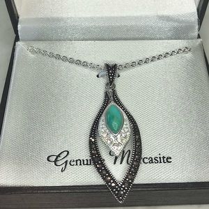 💥PRICE⬇️NWT Genuine Marcasite and Turquoise Pendant
